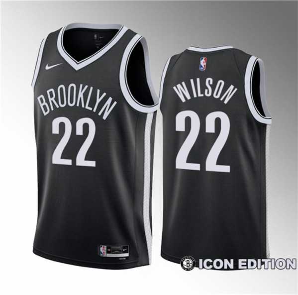 Mens Brooklyn Nets #22 Jalen Wilson Black 2023 Draft Icon Edition Stitched Basketball Jersey Dzhi->brooklyn nets->NBA Jersey